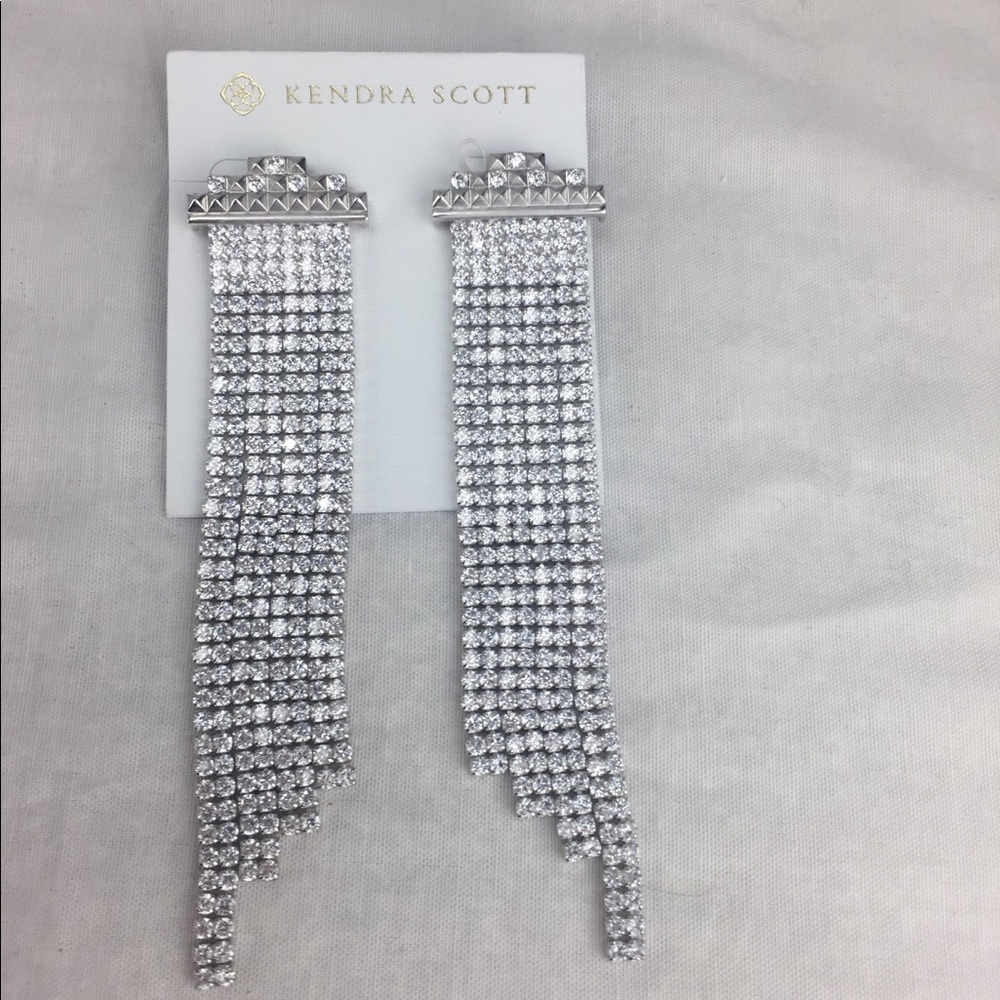 Kendra Scott Olympia CZ Fringe Earrings NWT